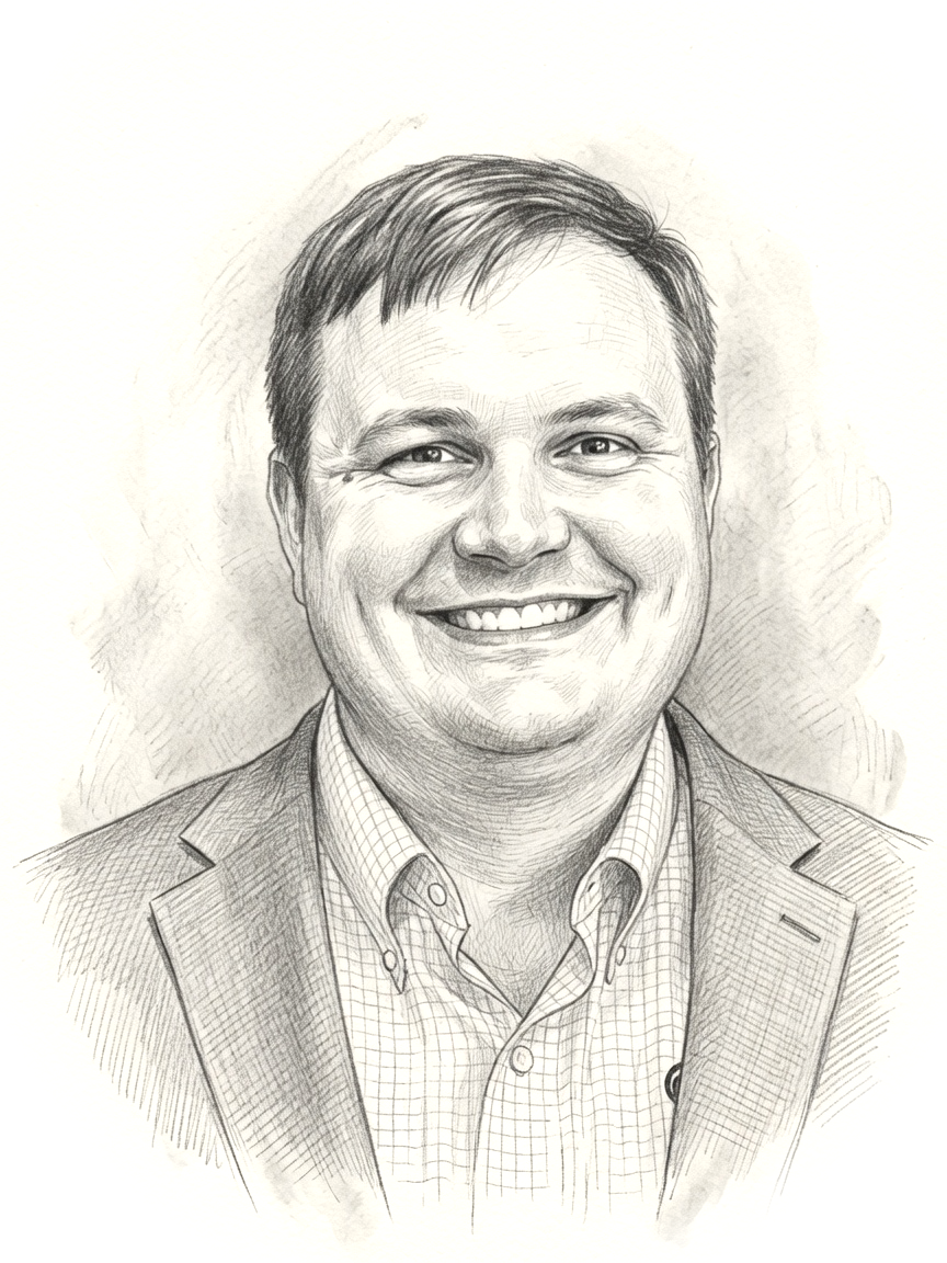 Pencil-sketch portrait of Camron Walker